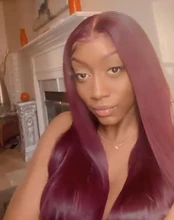 Pelo recto 13X6 peluca con malla frontal pelucas de cabello humano 99J Borgoña Pre-arrancado 180% Remy pelo profundo parte pelucas para mujeres brasileño