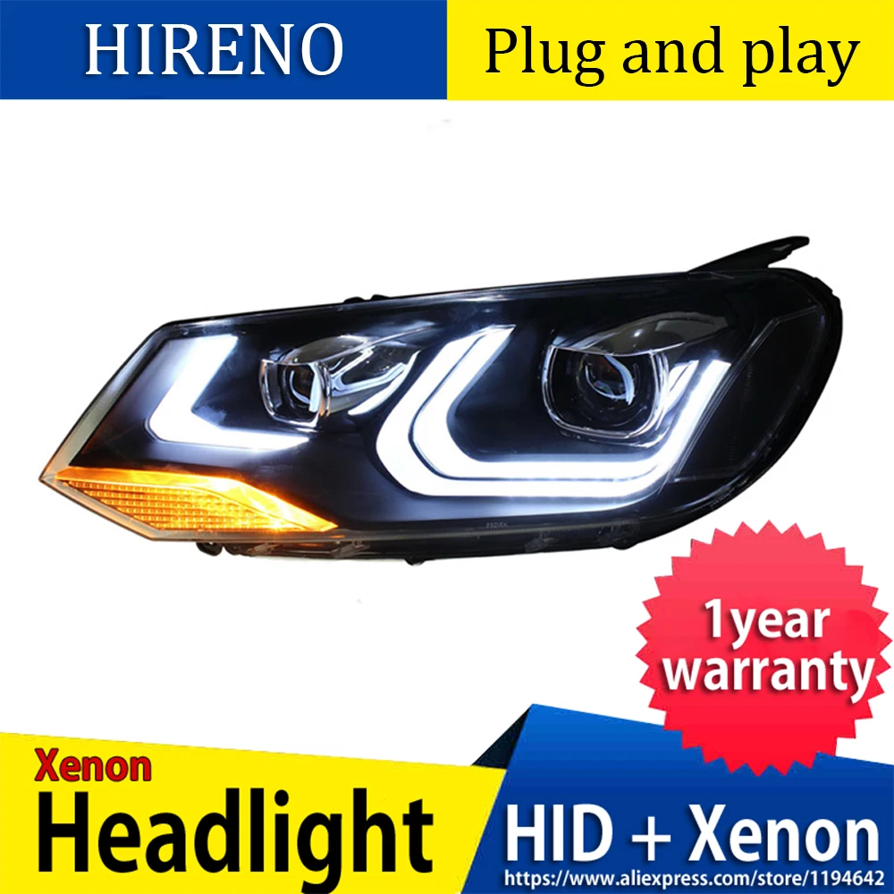 Hireno автомобильный Стайлинг Головной фонарь чехол для VW Toureg 11-2013 светодиодный головной светильник s DRL Дневной ходовой светильник Bi-Xenon HID аксессуары