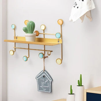 

Wrought Iron Wall Shelf Partition Wall Wall Hanger Wall Decoration Frame Wall Nordic Hook Trumpet-Dropship