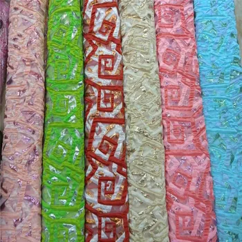 

High Quality Organza green African Sequins Lace Fabric French Net Embroidery Tulle Lace Fabric For Nigerian Wedding Party Dress