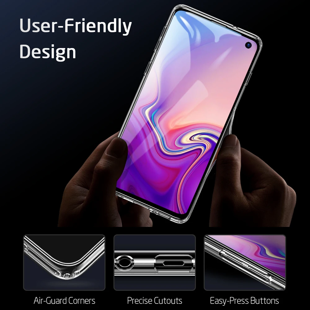 Чехол ESR из закаленного стекла для Samsung Galaxy S10 Plus Роскошный Жесткий чехол + ТПУ
