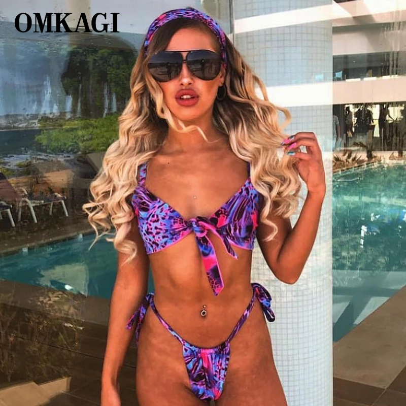 

OMKAGI 2019 Bikini Sexy Push Up Swimsuit Women Hot Sale Swimwear Leopard Bandage Bikini Set Bathing Suit Maillot De Bain Femme