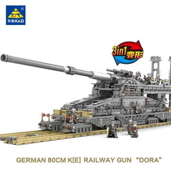 

Original KAZI 3846PCS Military Battle Tank Heavy Gustav Train Track DIY Assembled Building Blocks Children Gift Toy 6-15 Years