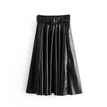 

Fall 2019 new women's wear waistband leather-like skirt fashion Baitie high waist slim mid-long half-length skirt 02969249800