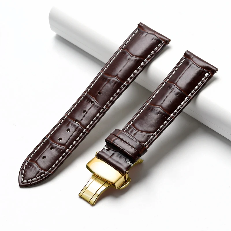 Brown(gold buckle) 22 мм кожаный ремешок для часов huawei Watch GT для Amazfit Stratos 2/2S honor magic watch 2 с пряжкой для замены ремешка - Цвет ремешка: Brown(gold buckle)