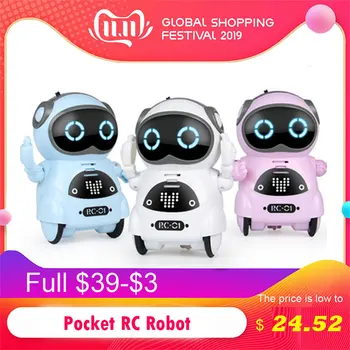 

939A Pocket RC Robot Talking Interactive Dialogue Voice Recognition Record Singing Dancing Telling Story Mini RC Robot Baby Toys
