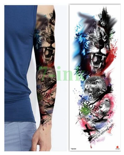 Waterproof Temporary Tattoo Sticker flowers sea star fish pocket watch full arm large fake tattoo flash tattoo for men women