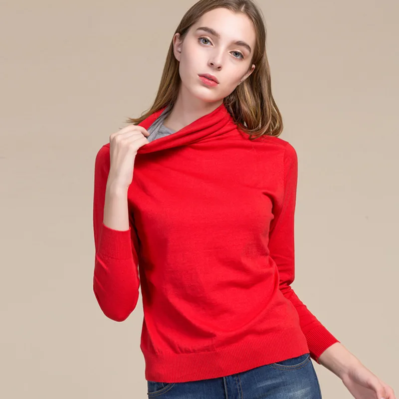 Женские пуловеры, 85% шелк, 15% кашемир, вязанная водолазка, зимняя приталенная трикотажная рубашка с длинными рукавами, топ, размер L XL XXL