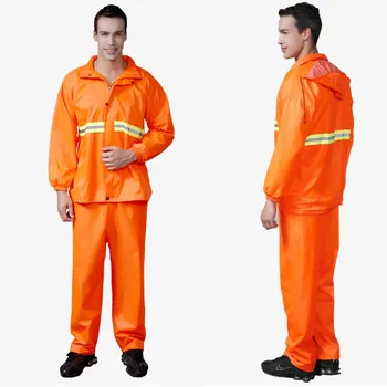 

Thick Outdoor Raincoat Overalls Split Suit Orange Rain Pants Adult Reflective Bicycle Electric Motorcycle Waterproof QKR353