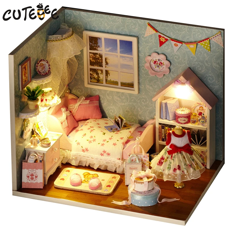 Кукольный дом Миниатюрный Кукольный кукольный домик CUTEBEE DIY с деревянная мебель для дома игрушки для детей подарок на день рождения H09