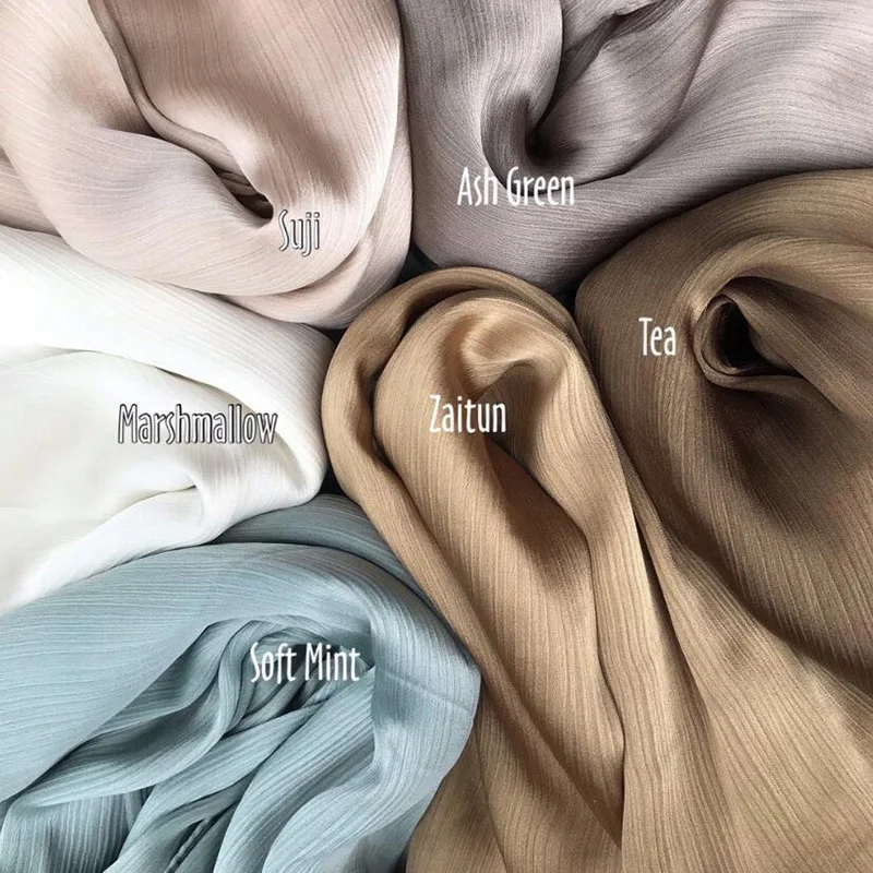 NEW CRINKLED SATIN SILK HIJABS WOMEN LONG SOLIDER COLOR PLAIN HIJABS 21 COLOR 1