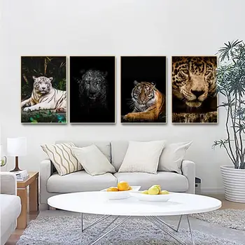 

Modern Decoration Poster Animal Yellow Black White Tiger Canvas Painting Hd Printing Home Wall Art Decoration for Bedroom