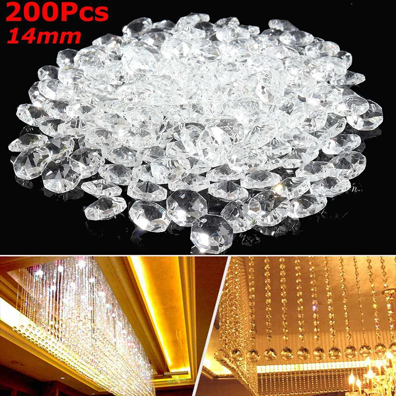 

200pcs Clear 14mm Crystal Acrylic Ball Pendant Light Faceted Home Furnishing Chandelier Living Room Hotel Lobby Noble