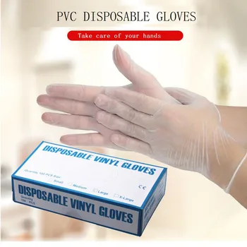 

100PCS Disposable Non-toxic No Contact PVC Hygienic Gloves Kitchen Dishwashing Work Gardening Adult Hand Protection Gloves
