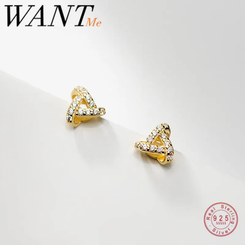 Женские Треугольные Серьги гвоздики WANTME серьги из серебра 925 пробы с полым