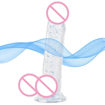 Soft Dildo Erotic Adults Sex Toys for Woman Female Colorful Rainbow Transparent Silica Gel Simulation Penis G-Spot Simulation 6