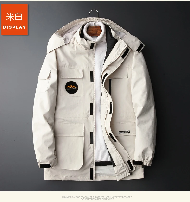 10XL 8XL 6XL 2019 зимняя теплая куртка мужская водонепроницаемая Толстая теплая парка 2 в 1 лоскутное ветрозащитное пальто с капюшоном верхняя