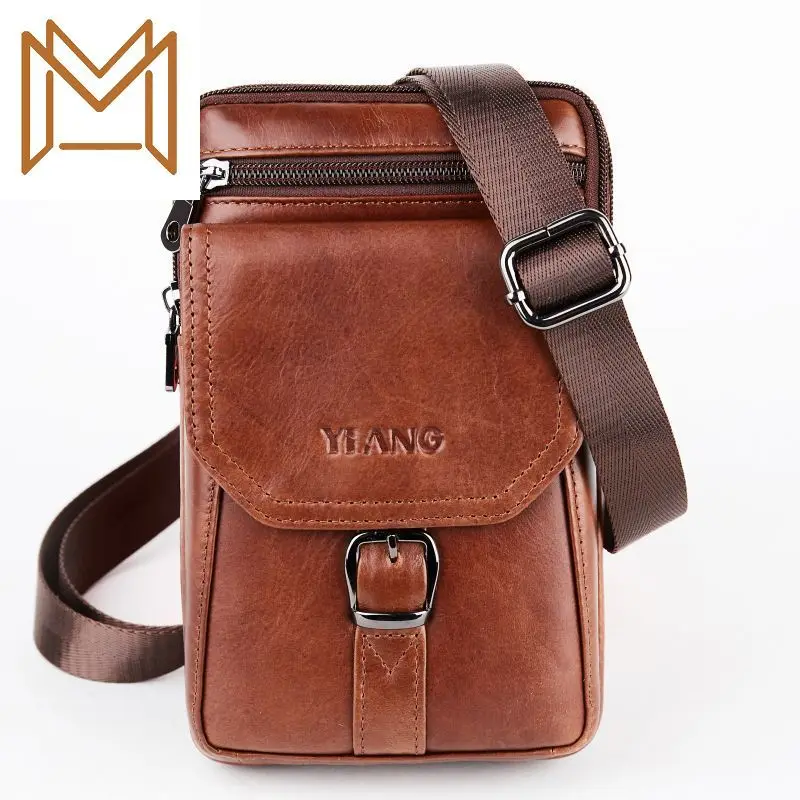 

Man Genuine Leather Pocket More Function Head Layer Cowhide Messenger Packet Leisure Time Backpack Capacity