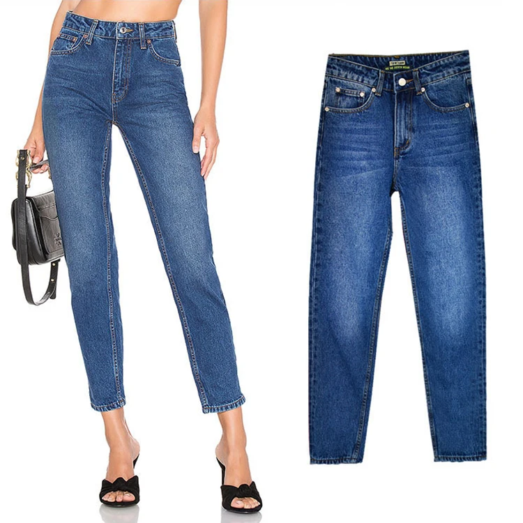 Джинсы для женщин, полная длина, хлопок, высокая талия, уличная одежда, синие прямые брюки размера плюс 3XL
