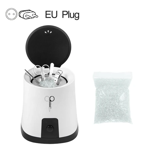 EU Plug Стерилизатор дезинфекционная коробка набор высокой температуры для стальных металлических щипцов Пинцет Инструменты стеклянные шарики для маникюрные инструменты для ногтей - Цвет: EU Plug
