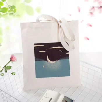 

blue series Canvas Tote Bag Shopping Bag Handbag Custom Print Logo Text DIY Daily Use Eco Ecologicas Reusable Recycle