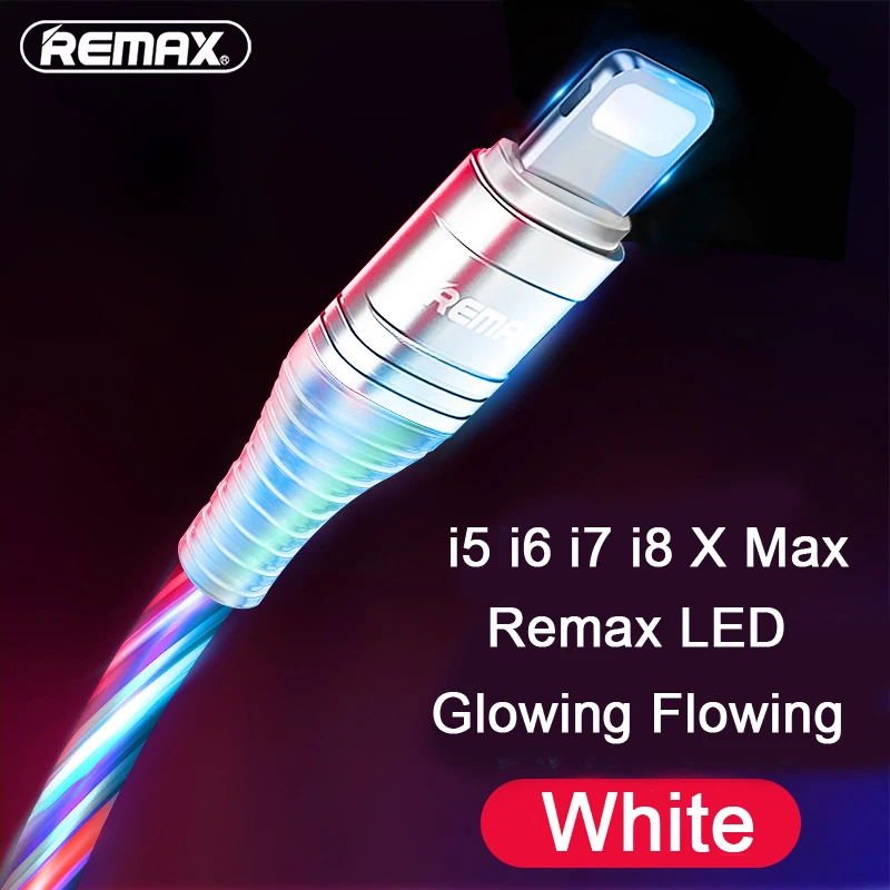 Remax светодиодный светящийся кабель USB type C для быстрой зарядки samsung Galaxy s8 s9 a7 a50 s10 c5 c7 j3 pro - Цвет: i6 7 8 White