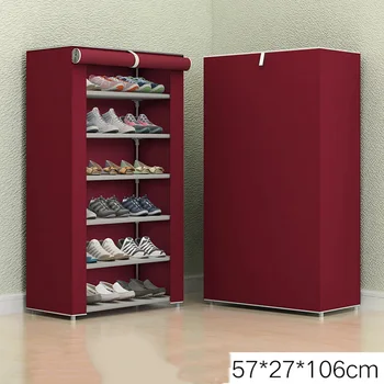 

Non-woven Multi-layer Storage Shoe Cabinet Simple Cloth Household Dustproof Space Hostel Foldable Metal Coth Shoe Rack 57*27*100