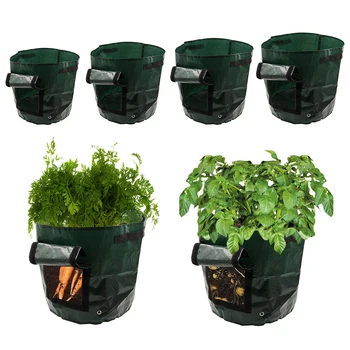 

4pc Garden Potato Grow Bags Planter Container with Flap for Flower Peanut Sturdy