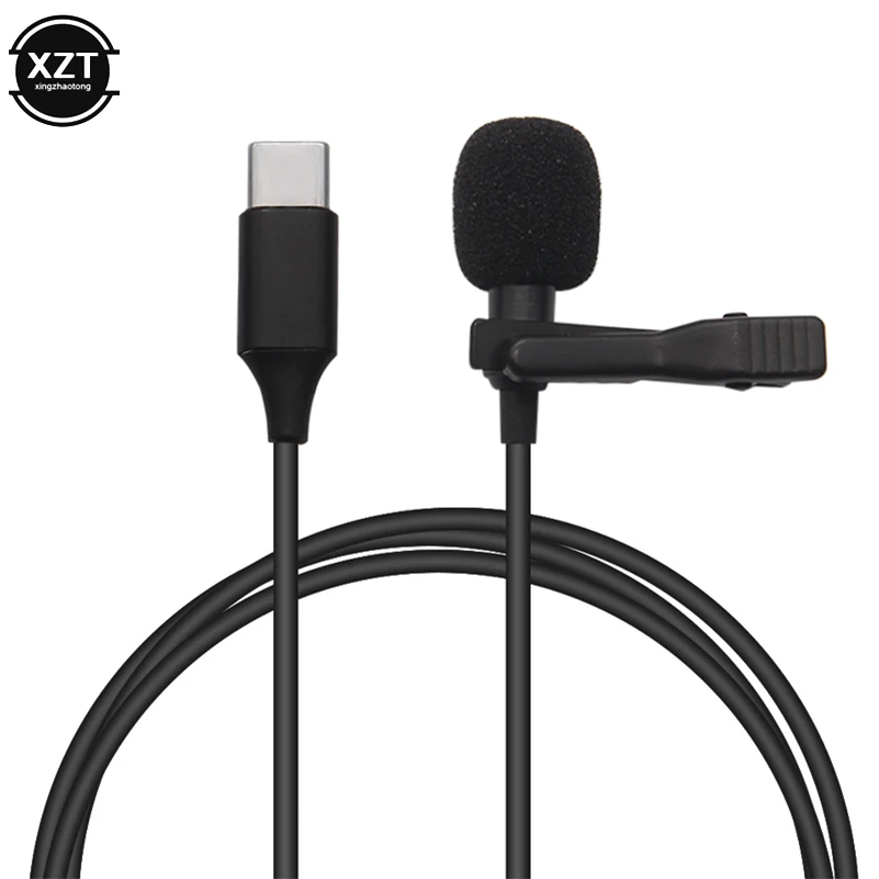 USB Type-C Microphone MIni Lapel Lavalier Clip-on Mic Condenser Audio Recording for Huawei Xiaomi  Android SmartPhone