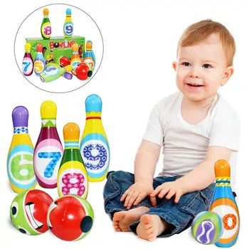 

Kids Early Education Fun Learning Toys For Children Bowling Set Toy 10 Colorful Soft Foam Bowling Pins 2 Ball Indoor Toys