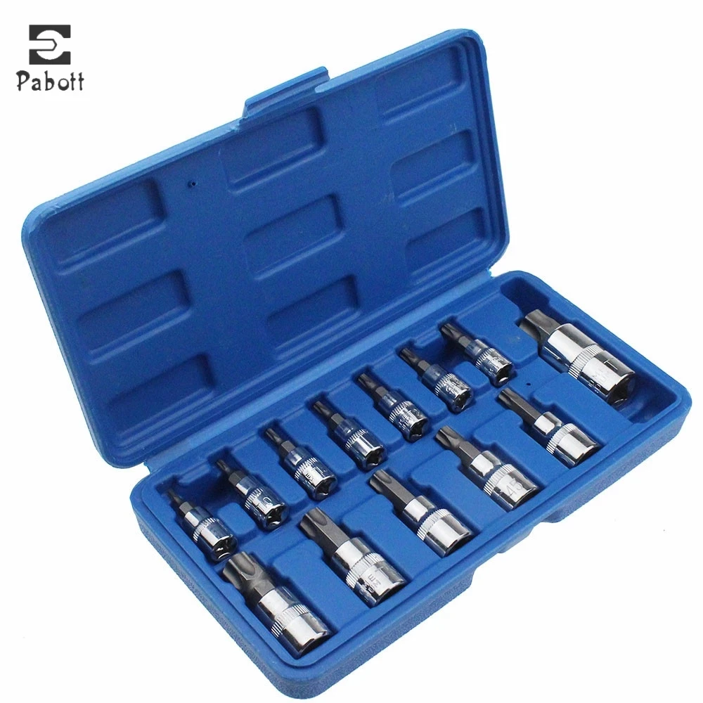

13Pcs 1/4 "3/8" 1/2 "Wrench Socket Set Drive Torx Star Bit Socket Nuts Set T8 - T70 For Car Repair Tools