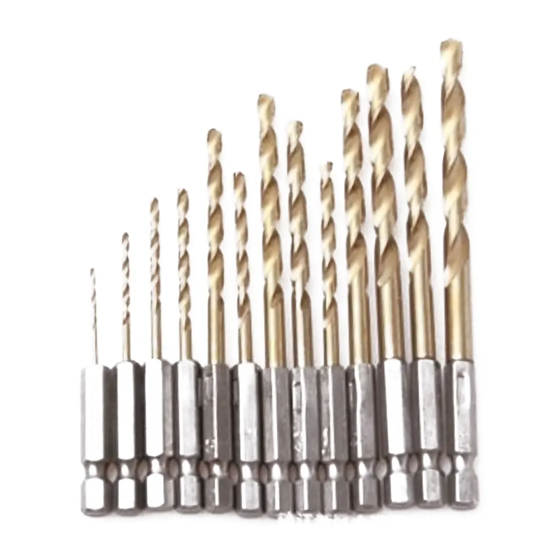 

13pcs/set 1.5-6.5mm HSS Hexagonal Titanium Coated Drill Bit Set 1/4 Hex Shank Twist Drill for Woodworking Metal Tools Set