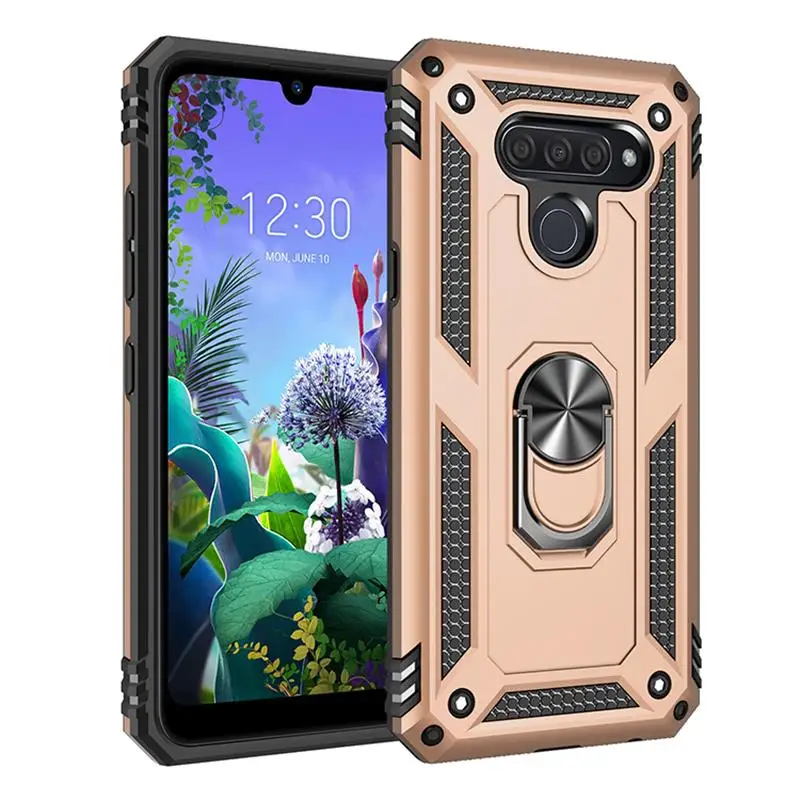Чехол для телефона LG K40 K50 Q60 палец кольцо подставка Адсорбция противоударный Броня лучшая защита чехол для LG Stylo 5 Aristo 2 3 - Цвет: GOLD