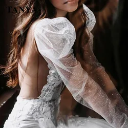 Detachable Long Sleeves Puffy Shoulder Lace Bling Bling Illusion Sexy Bridal Accessories Full Fingerless Gloves SWD067