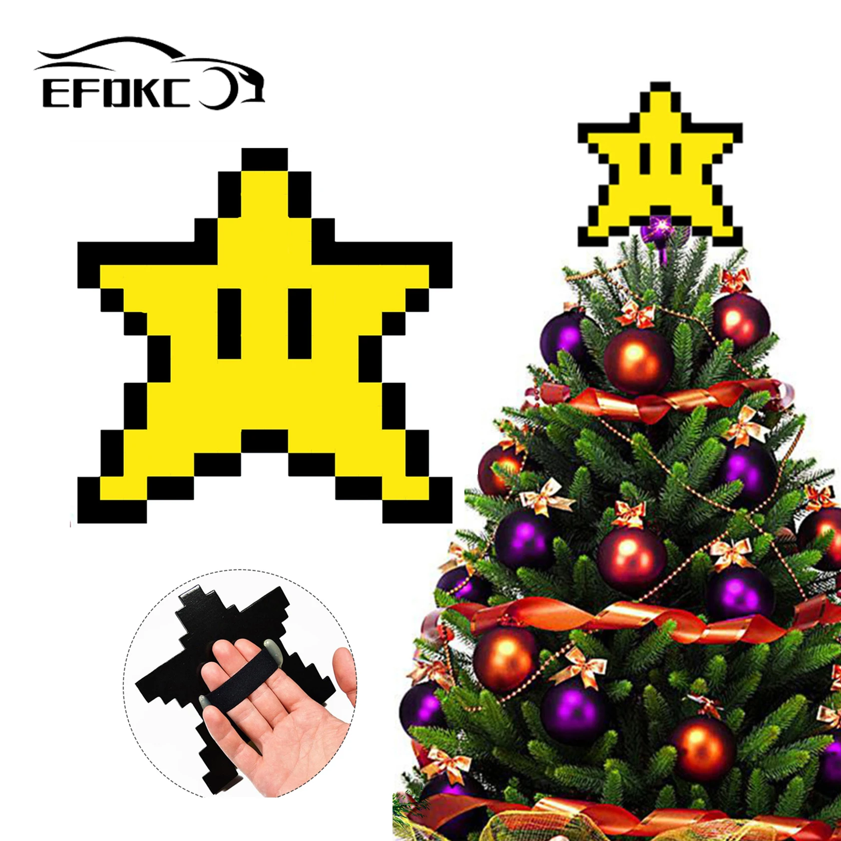 

Xmas Super Mario Bros. Star Tree Topper Target Brother Power Light Up Christmas Led Ornament Diy Pixel Deck Decoration Gift