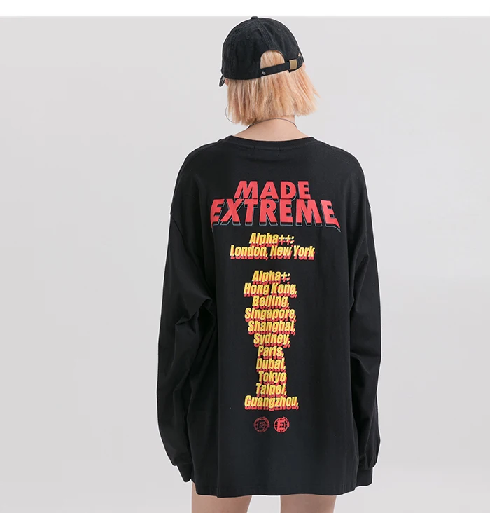 EFUNGAL Hip Hop T Shirt Men Cotton Casual Streetwear Autumn Winter T-shirt City Name Print Long Sleeve Fashion Tops Tees