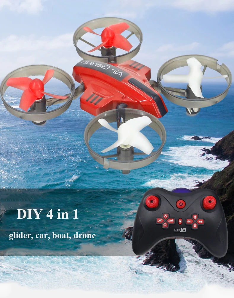 Самодельный 3 в 1 Квадрокоптер вертолет мини Дрон радиоуправляемый самолет с