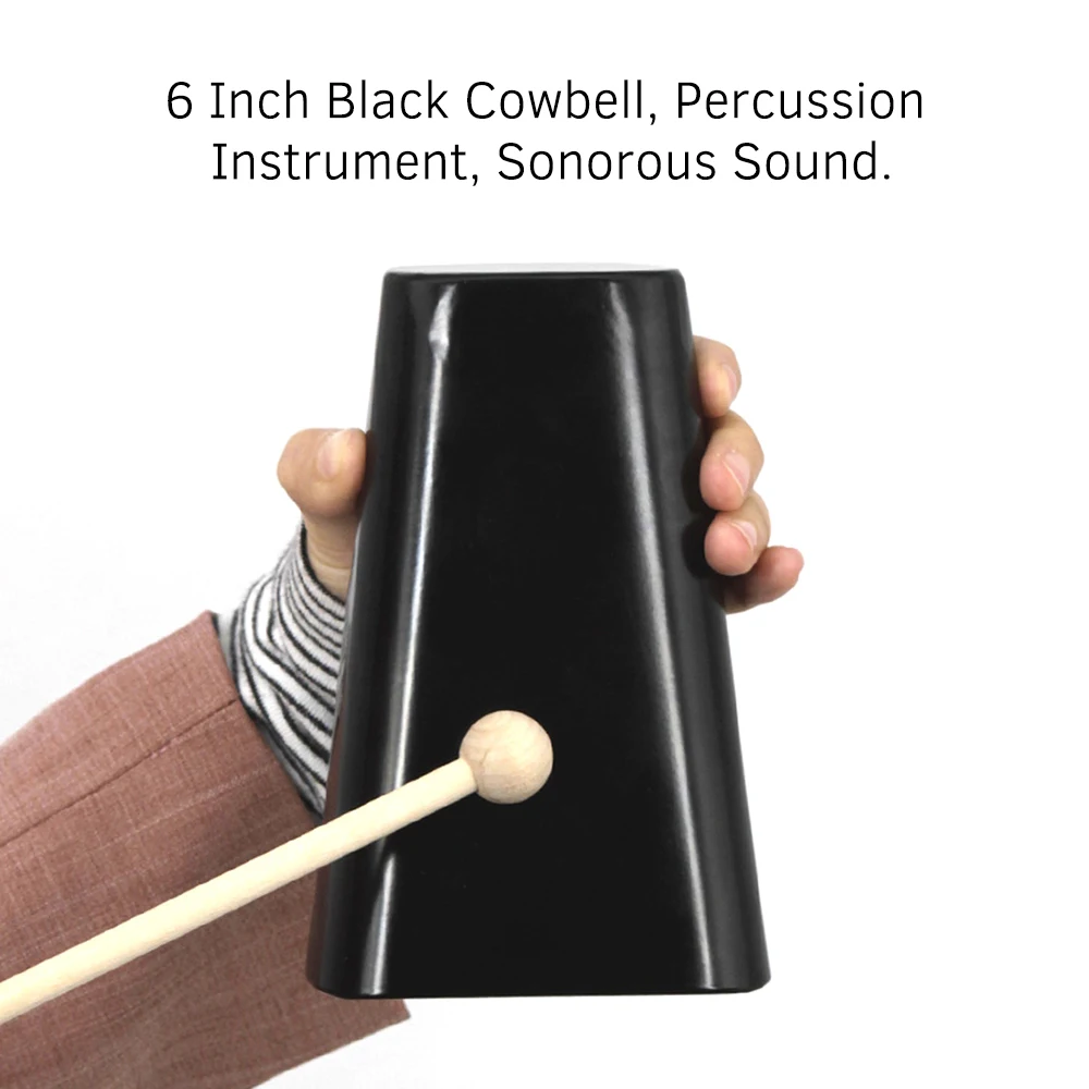 Professional Steel Alloy Cowbell For Drum Set 6 Inch Non Hole Cow Bells