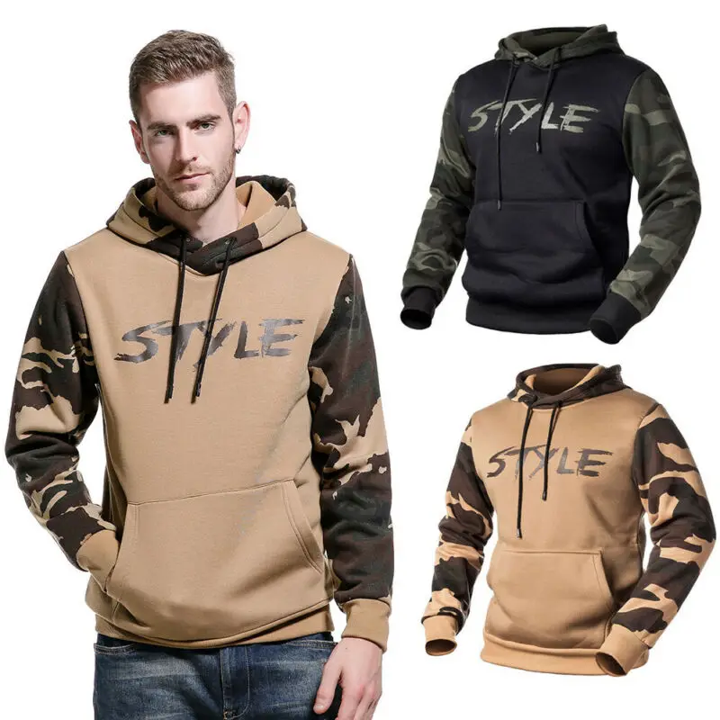 Men Gym Thin Hoodie Long Sleeve Hoodies Sweatshirt Casual Fitness Tops Camouflage Letter Print