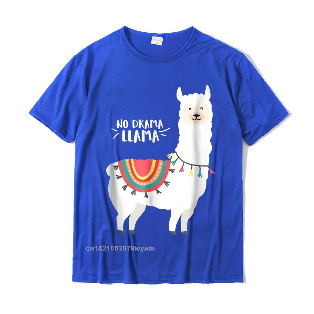 Printed T-shirts New Design Crew Neck Personalized 100% Cotton Fabric Mens Tops Shirt comfortable Short Sleeve T Shirt Cute quot No Drama Llama quot tshirt__4467 blue