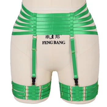 

Green Garter Harness Sexy Women Bandage Waist Belt Thigh Stockings Elastic Underwear Adjust Suspender Punk Goth Christmas
