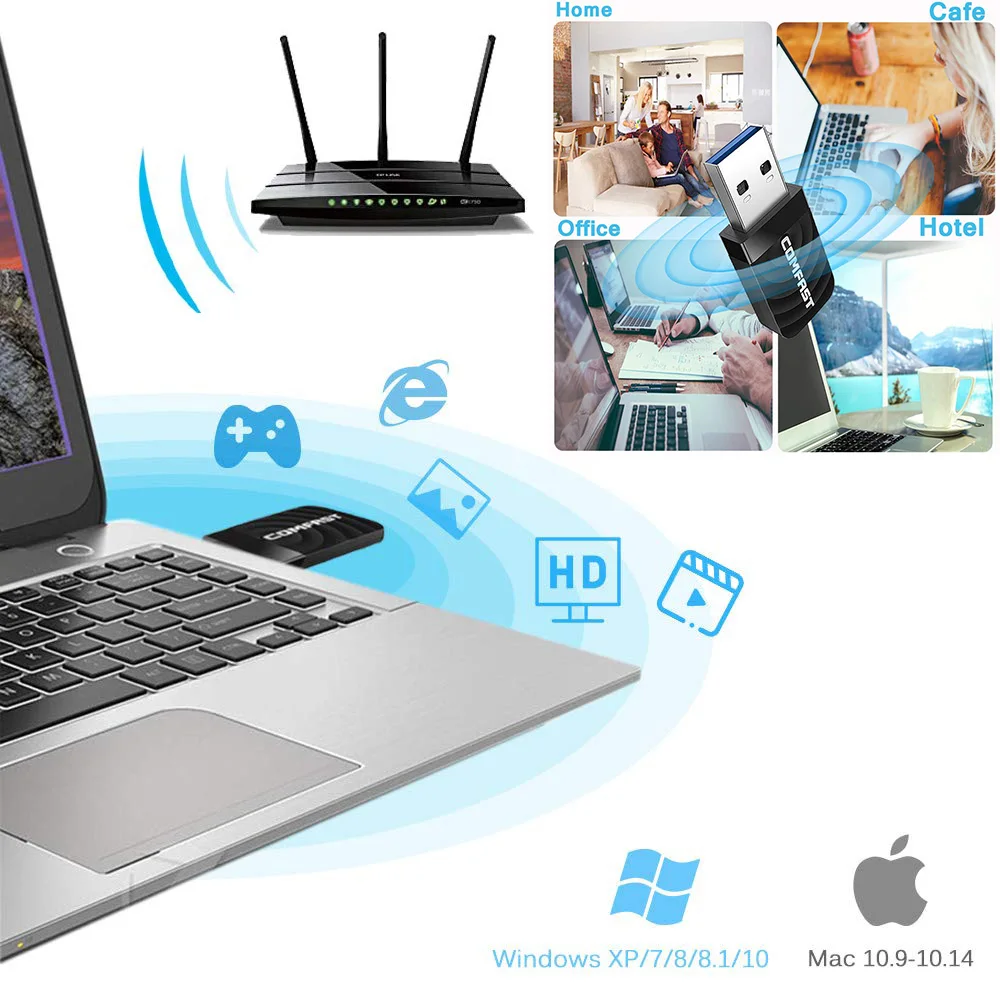 Comfast CF-812AC WiFi адаптер USB3.0 Gigabit AC1300Mbps двухдиапазонный 2,4G/5,8G беспроводной Wi-Fi ключ сетевая карта приемник антенна