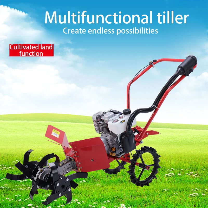 

Small multi-function diesel slotting machine Gasoline engine New micro tillage machine Rotary tiller Digging trench artifact
