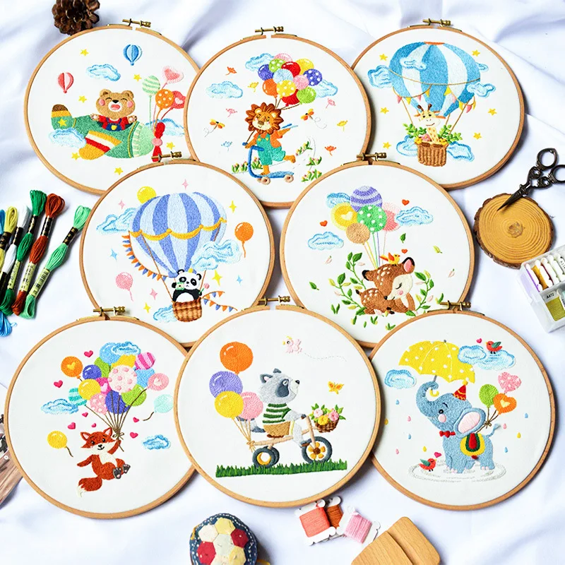 DIY Embroidery Kit Cartoon Animal Pattern Printed Needlework Cross Stitch Sewing Art Handmade Craft Painting Decor Dropshipping | Дом и сад