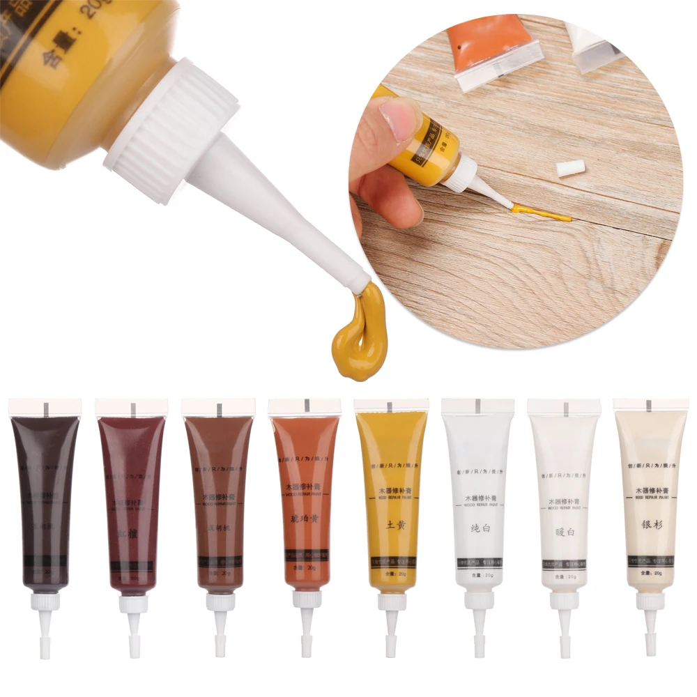 Wooden furniture touch up tool set marker pen cream wax scratch filler remover repair polymer resin wood products Mending Tool afbeelding