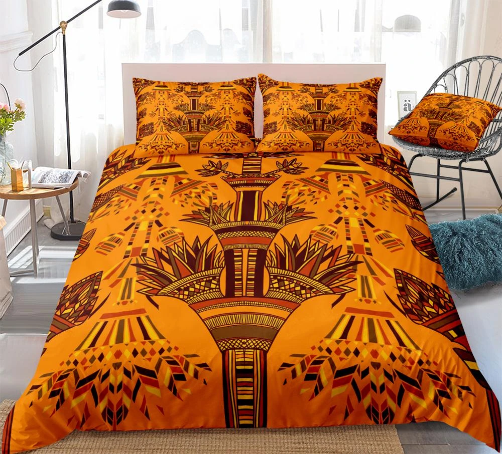3 Pieces Egypt Ornament Duvet Cover Set Orange Bohemian Bedding Hippie Home Textiles Teens Bed Set Colorful Hippie Dropship Bedding Sets Aliexpress