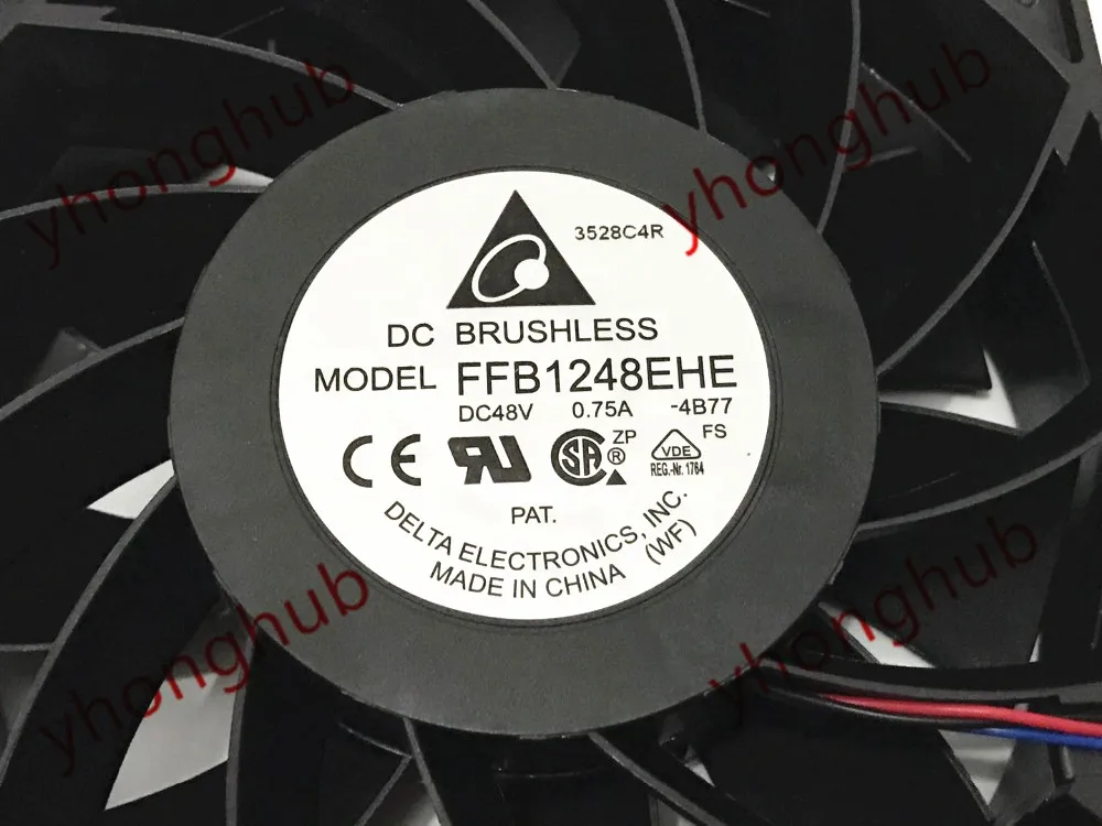 Delta Electronics Ffb1248ehe 4b77 dc 48v 0.75a 3-fio 120x120x38 mm Servidor Ventilador de Refrigeração - Imagem 2