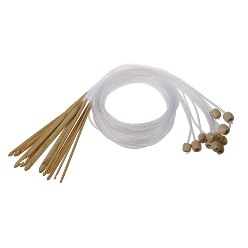 

12 Sizes Crochet Needles Bleached Bamboo Afghan Tunisian 3,0-10,0 mm