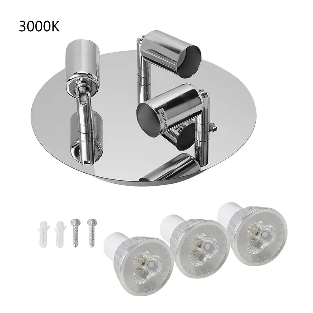 

ICOCO SP05 9-led Adjustable Polished Silver rotatable 3 Way Ceiling Spot Light Spotlight Lighting Indoor Spotlight 6000/3000K