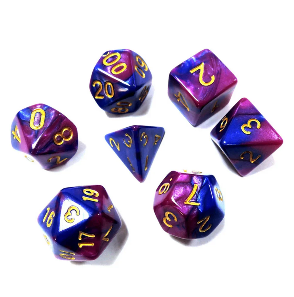 7Pcs two-color multi-faced dice set  game polyhedron multi-faceted acrylic dice dados rpg dice кубики игральные 30A19 (13)